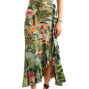 PatBo Paradise Wrap-Effect Ruffled Skirt